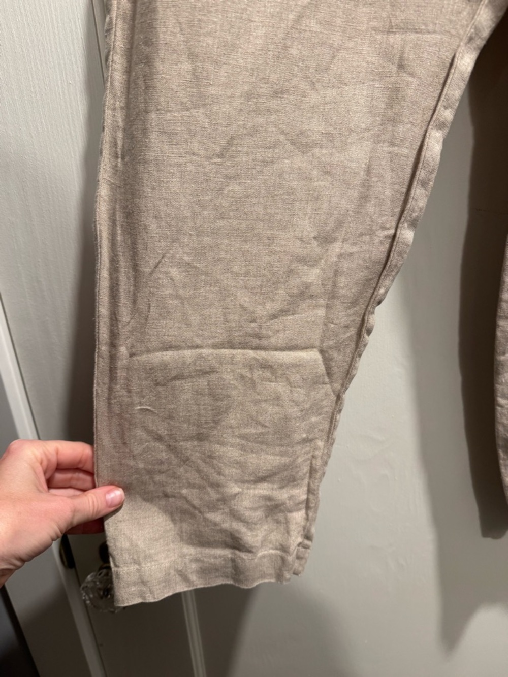 Eileen Fisher Organic Linen Pull On Tapered Pants PETITE Medium Natural Summer - Picture 8 of 14